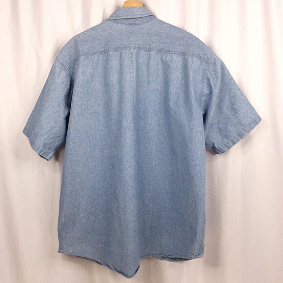 Carhartt Denim Chambray Men's Shirt 2XLT / 3XLT Short Sleeve Button Down READ - Picture 2 of 11